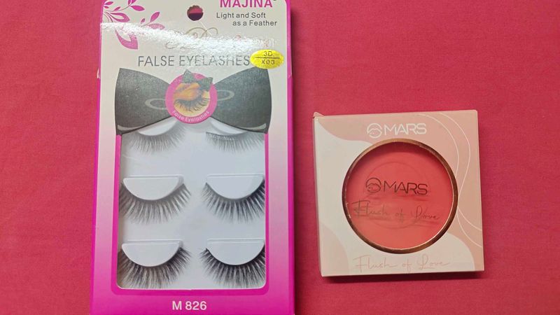 Valentine Day Combo Of Blush And Eyelashes