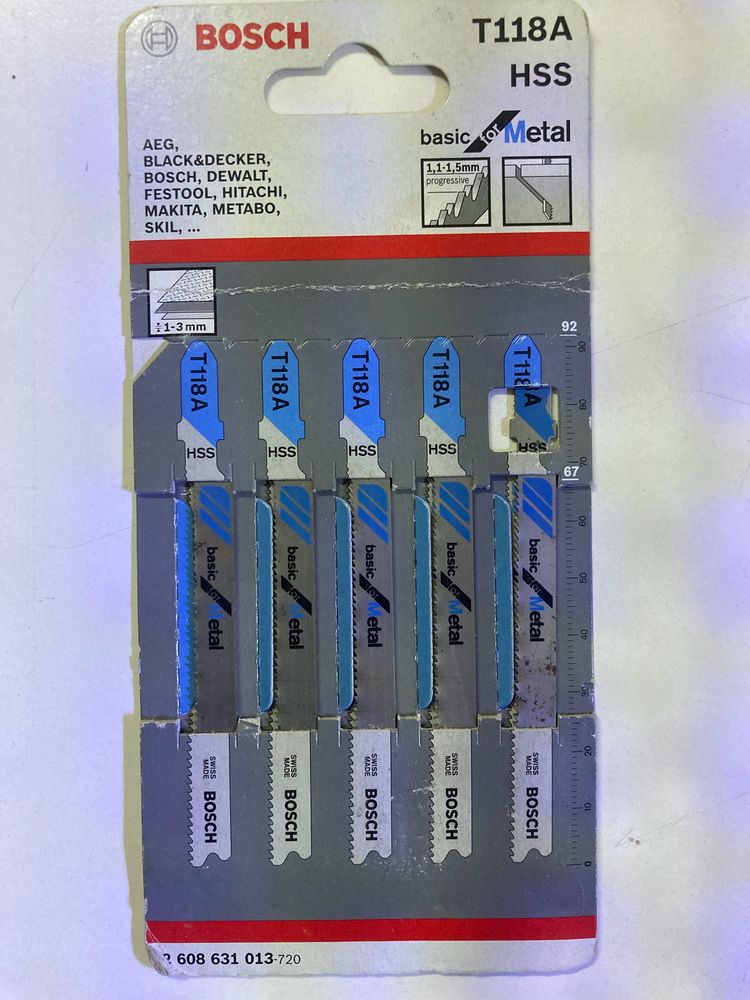 Bosch T118A Metal Cutting JigsawBlade Set
