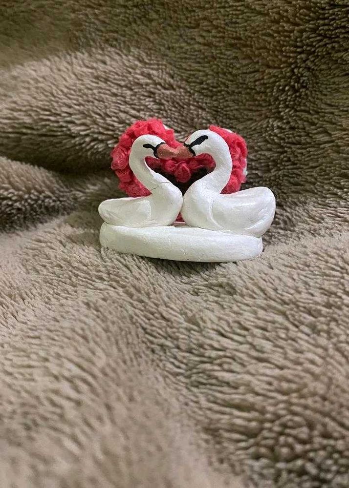 Handmade Clay Swans Photo Stand