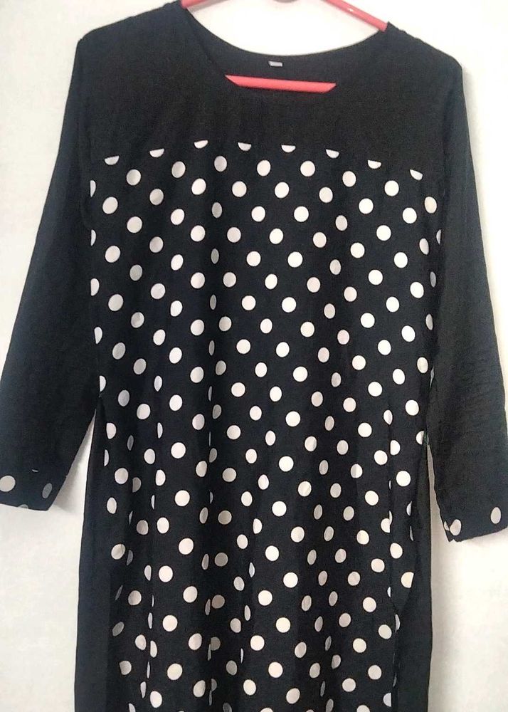Black &amp; White Polka Dot Kurta🌷
