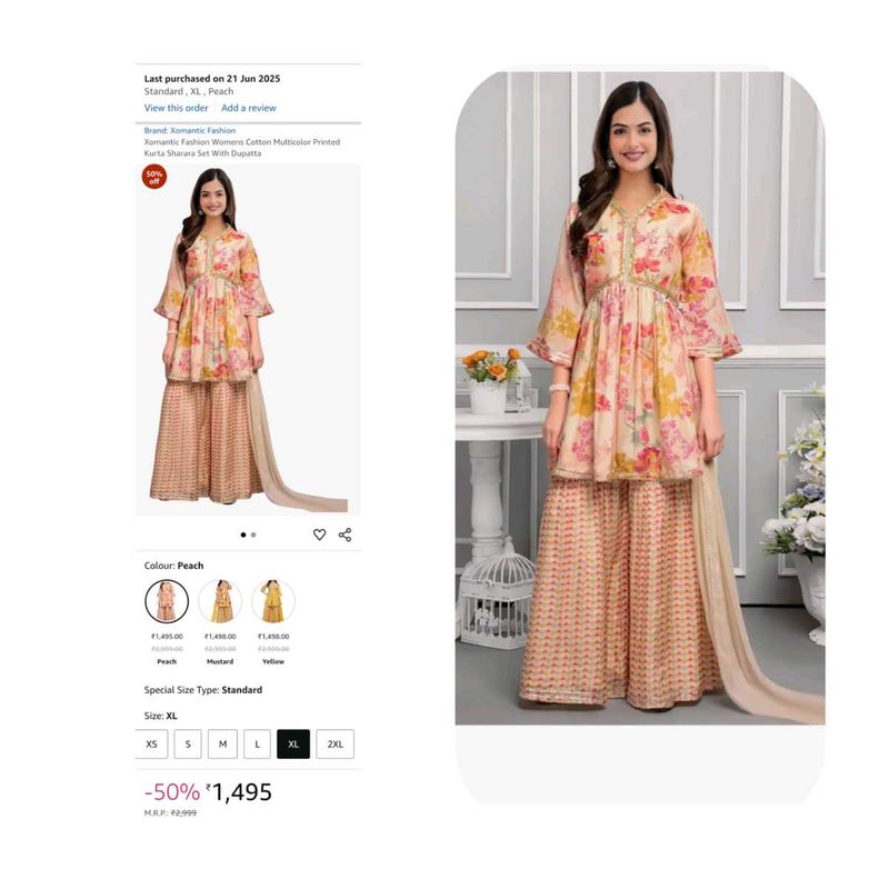 ❤️BRAND New Xomantic Multicolored Kurta Sharara Se