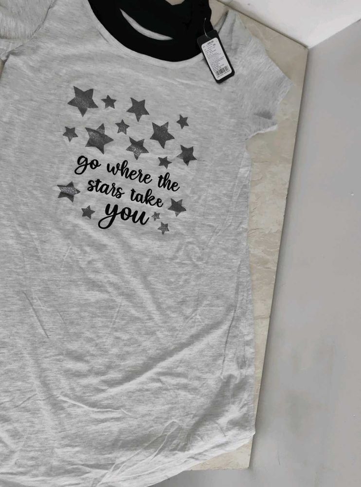 Grey Top For Women With Fancy Neck Design