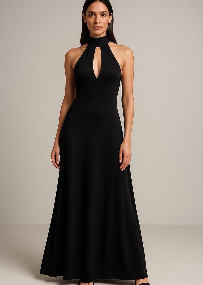 Elegant Black Halter Maxi Dress