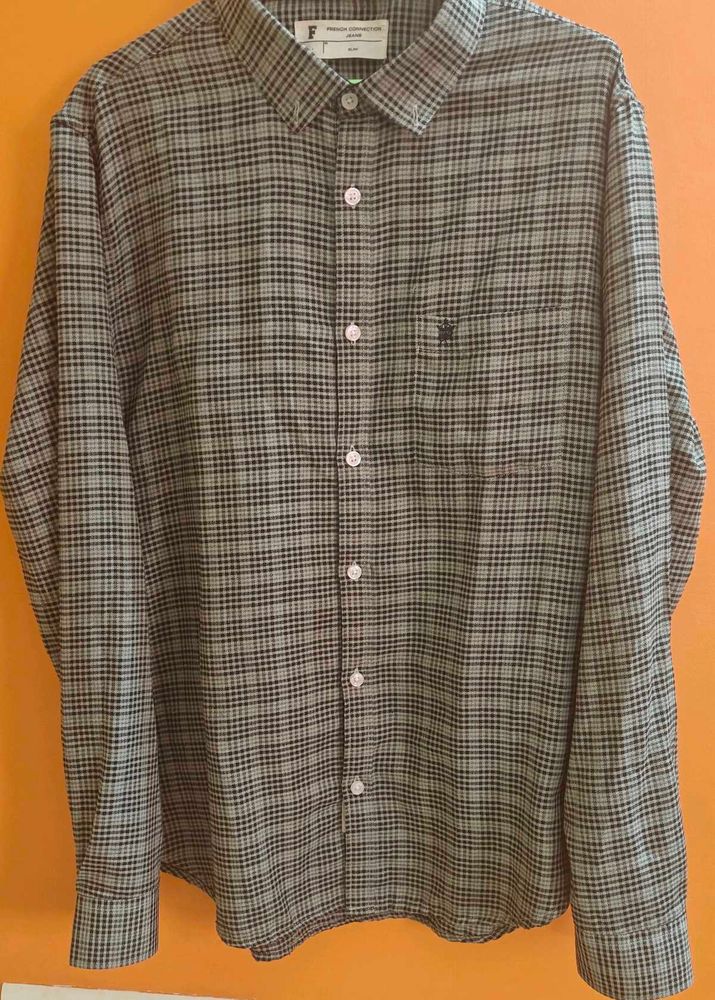 French Connection Green &amp; Black Checked Shirt