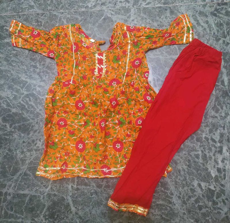 Baby Girl 9-12 Months Mustard Yellow Kurta Set