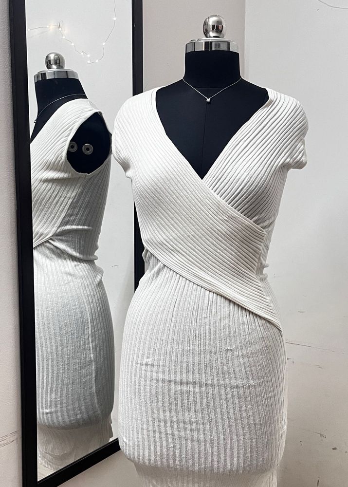 White V Neck Dress
