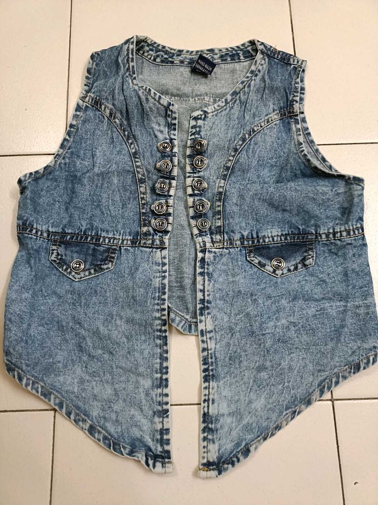 Vintage Acid Wash Denim Vest