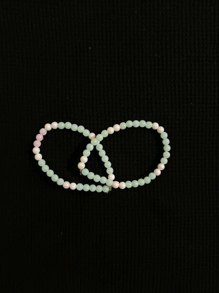 Sleek Mint Green &amp; White Bracelet