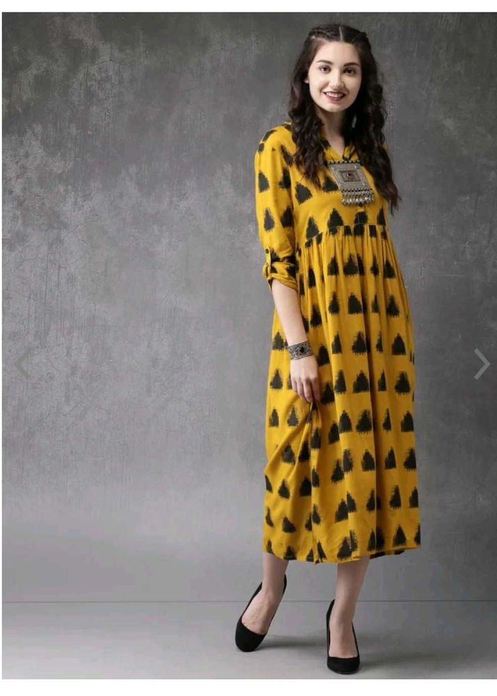Gorgeous Mustard Coloured Ethnic Dress