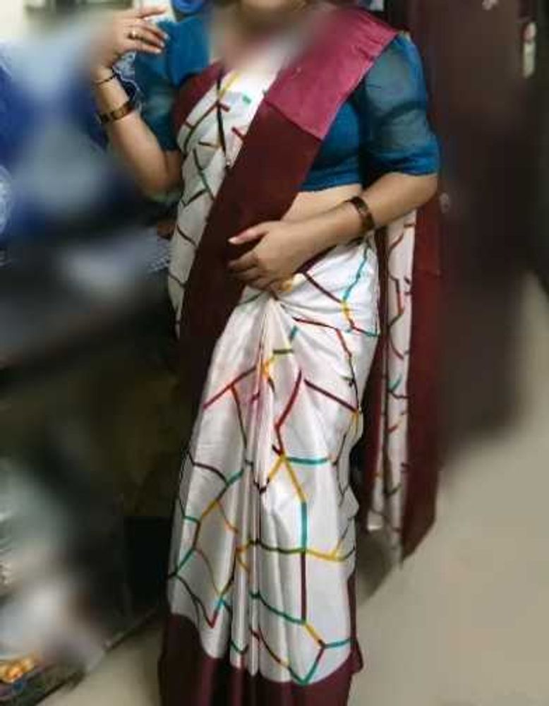 Elegant White Printed Saree