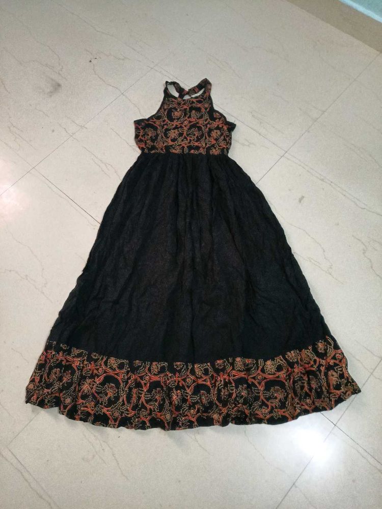 Black Ethnic Gown With Beutiful Neck Line