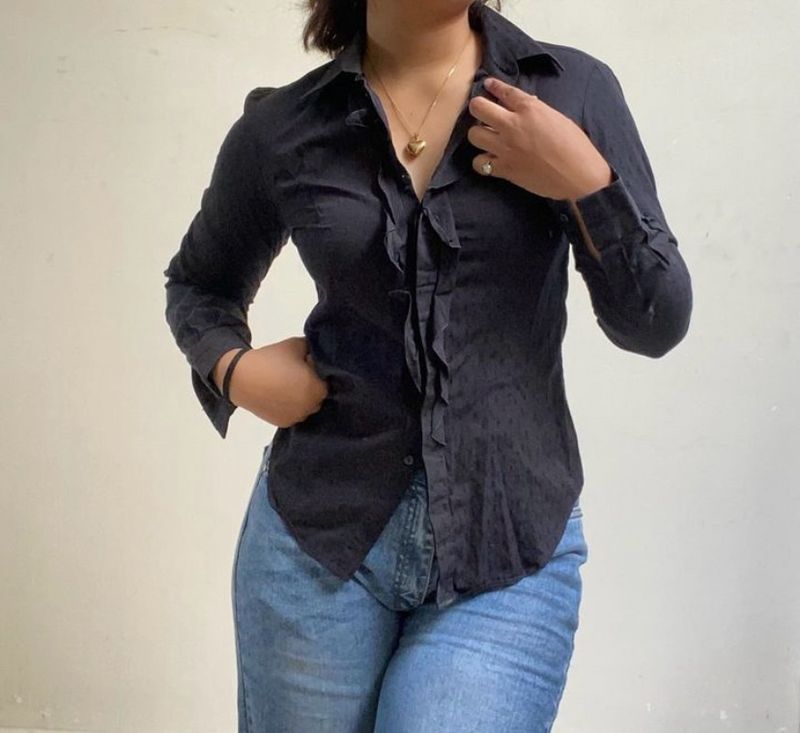 Black Ruffle Shirt