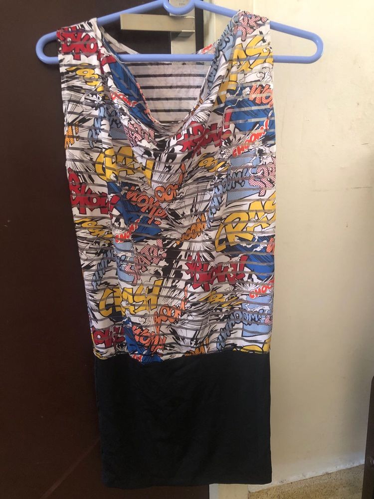 Printed Cowl Neck Dress☄️