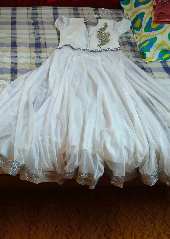 White Flared Anarkali Gown..price Drop