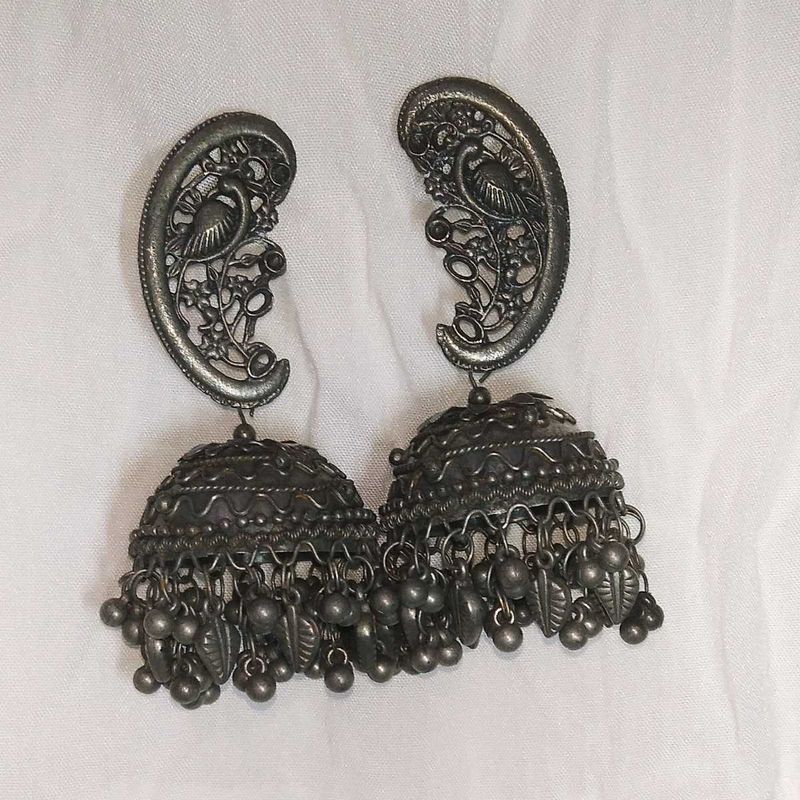 ✨Vintage Silver Jhumka Earrings💜