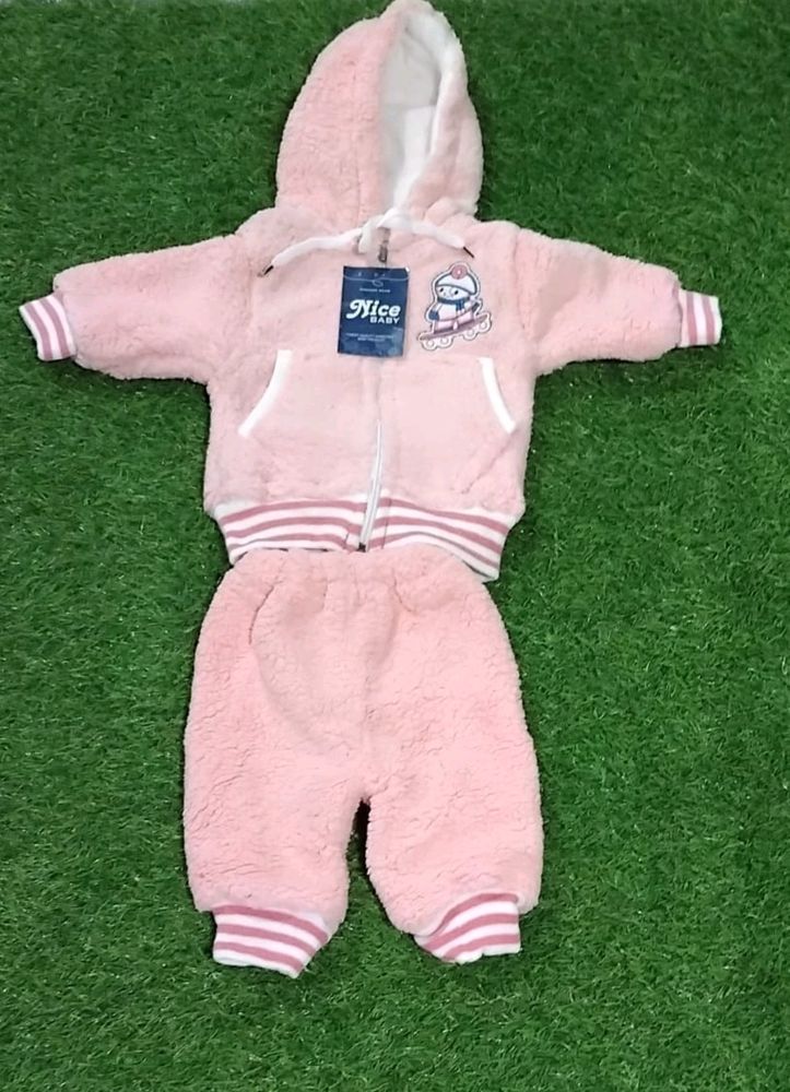 Cute Pink Fleece Baby Outfit