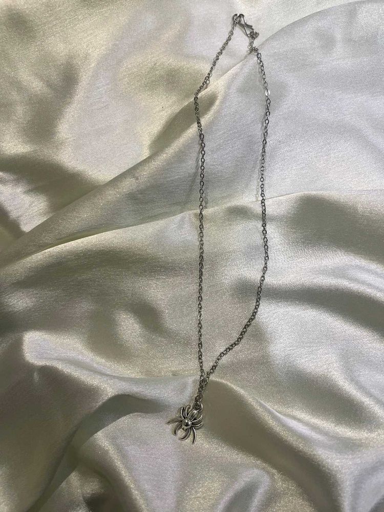 Silver Spider Pendant Necklace