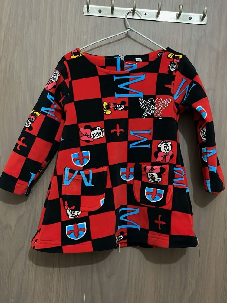 Branded exportCute Girls&#39; Red &amp; Black Dress
