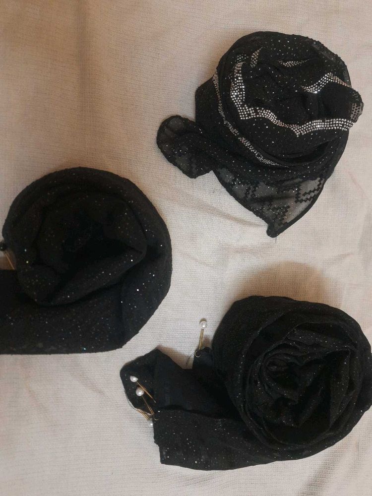 3 Black Shawls Combo Offer