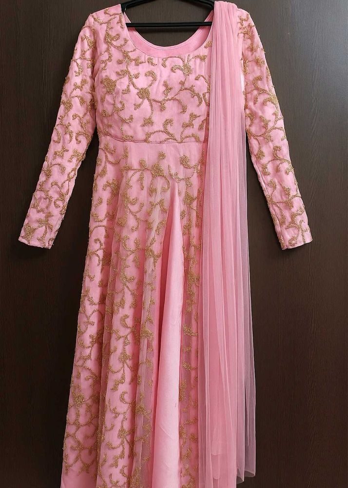 Elegant Pink &amp; Gold Anarkali