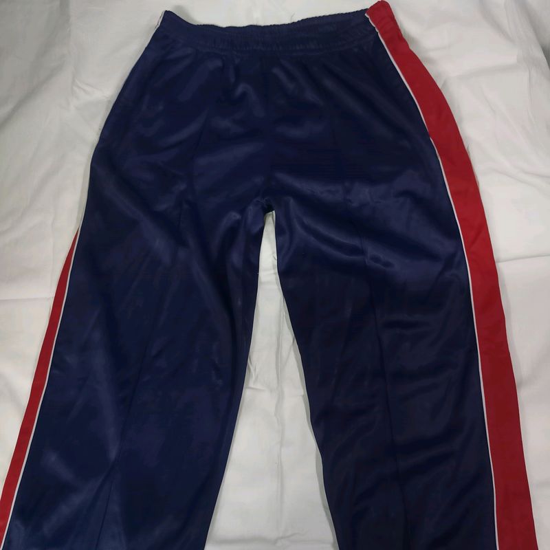 Navy Blue Red Lines Woolen Joggers Sweatpants