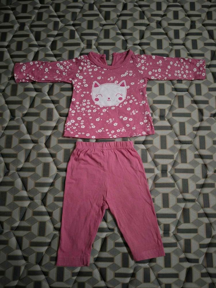 Cute Pink Cat Pajama Set