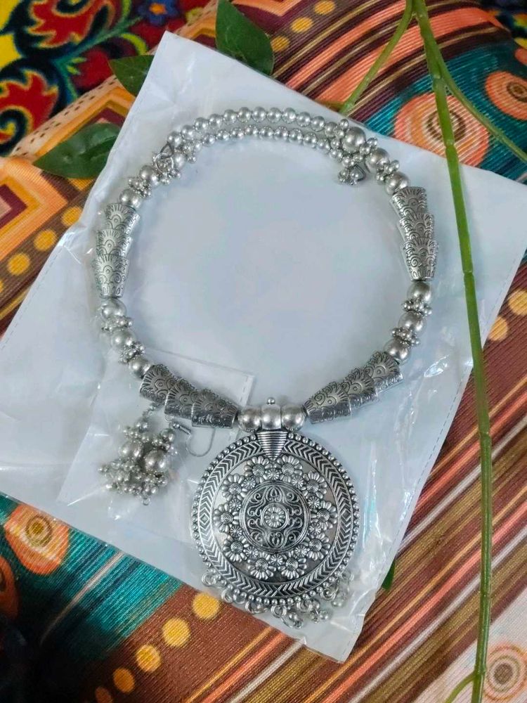 Bohemian Silver Statement Necklace