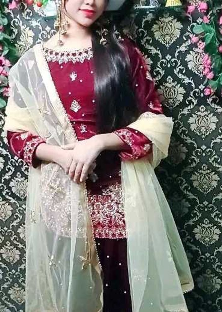 Viral Velvet top with sharara dupatta set