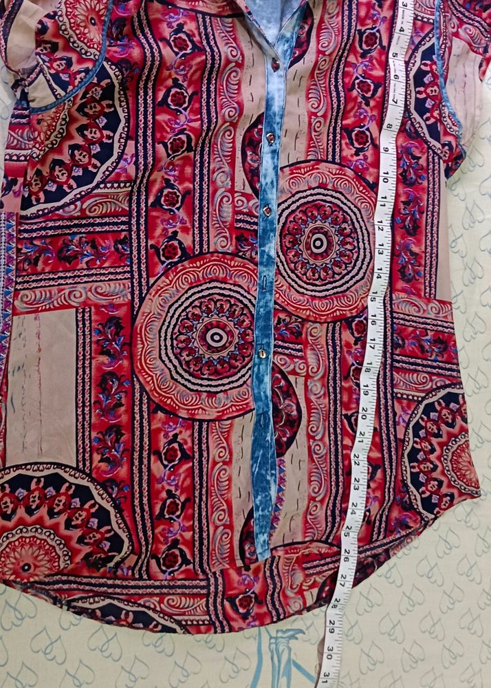 Maroon Printed Designer Top