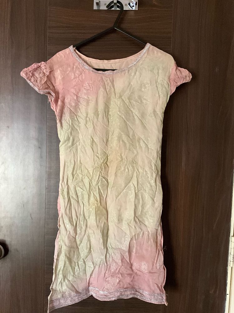 Pink &amp; Beige Ethnic Kurti Shinning 🩷🤍