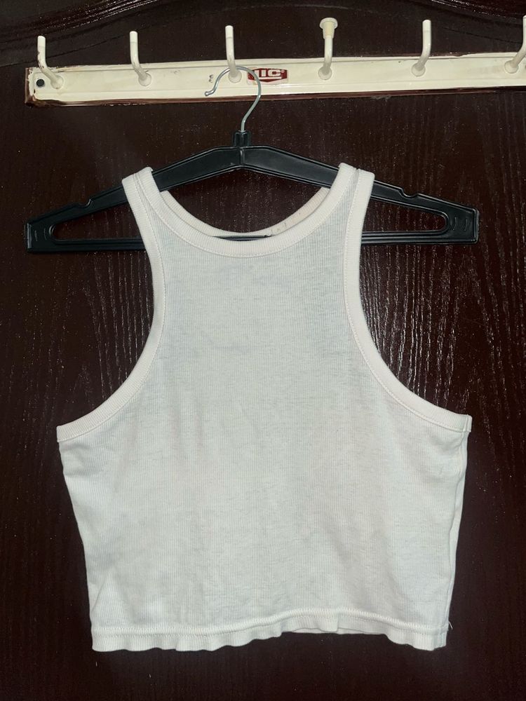 White Ribbed Tank Top