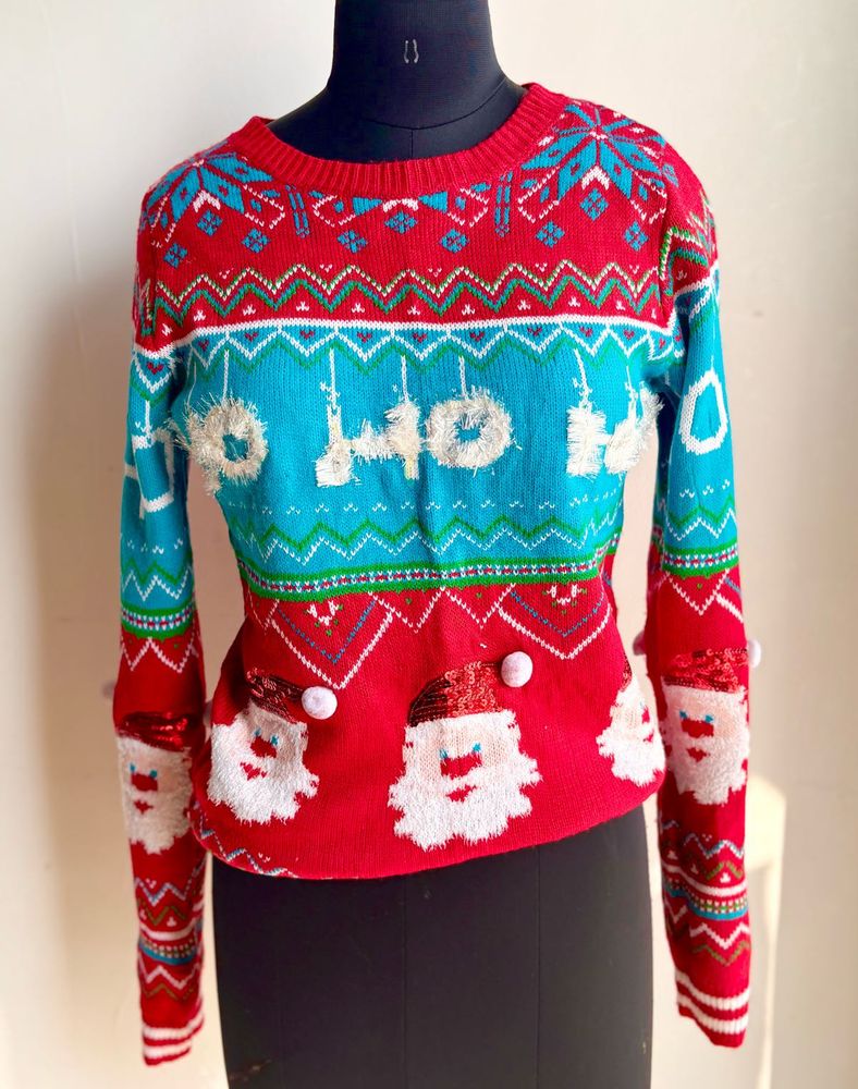Festive Christmas Sweater with Embellishments