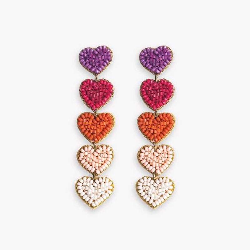 Heart Beaded Dangle Earrings💚