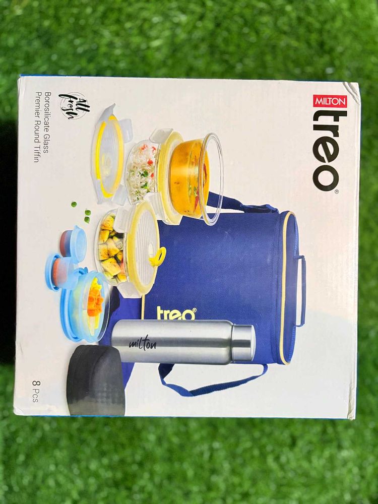 Combo &#34;Milton Premium Glass Tiffin Crystal bottle