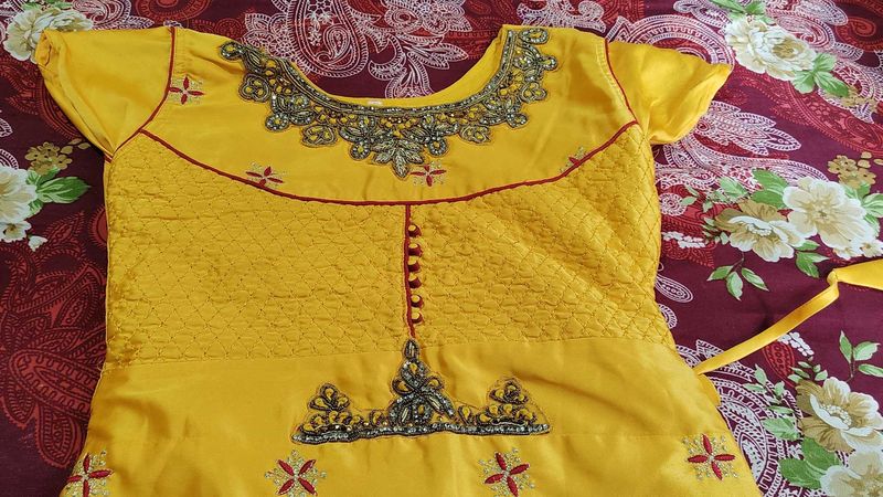 Yellow Embellished Ethnic Dress