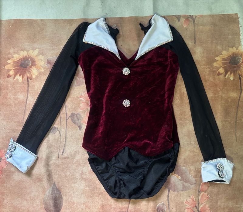 Burgundy velvet dance costume