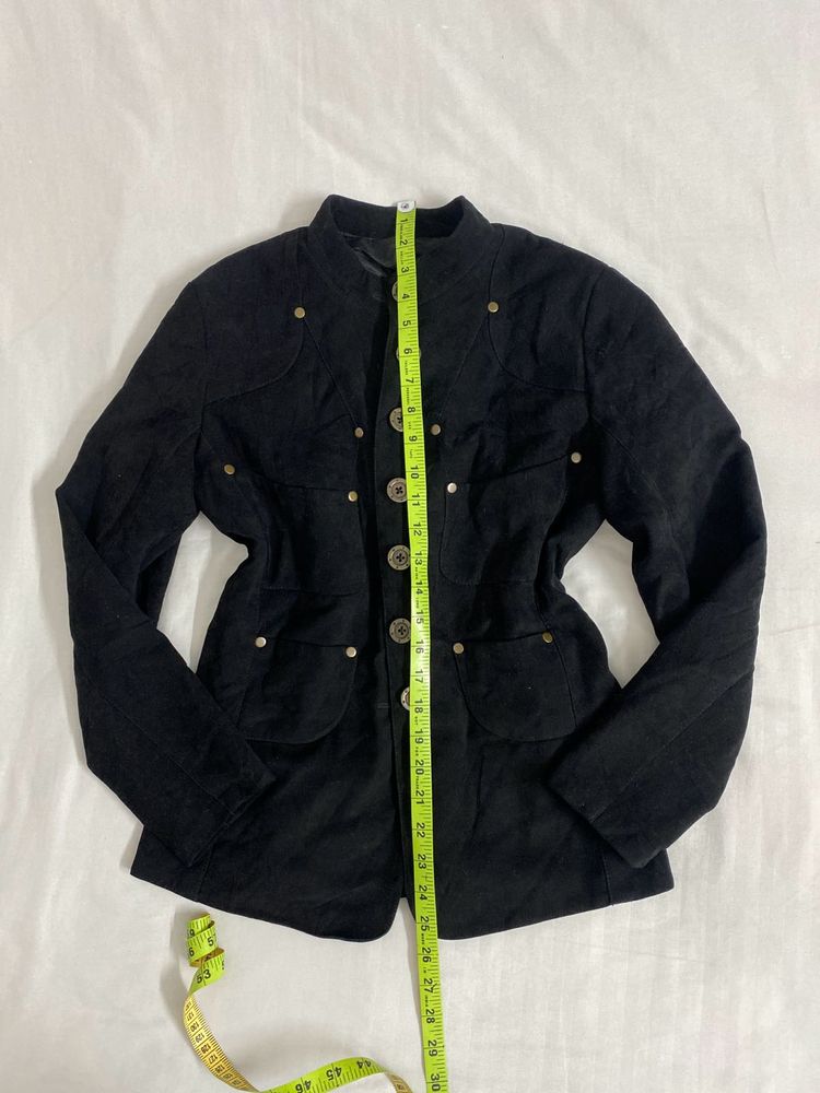 soft suede black fitted jacket bust 34