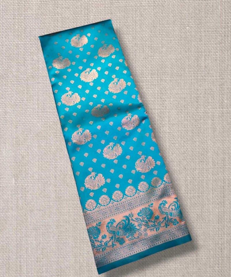 Teal Blue Banarasi Silk Saree