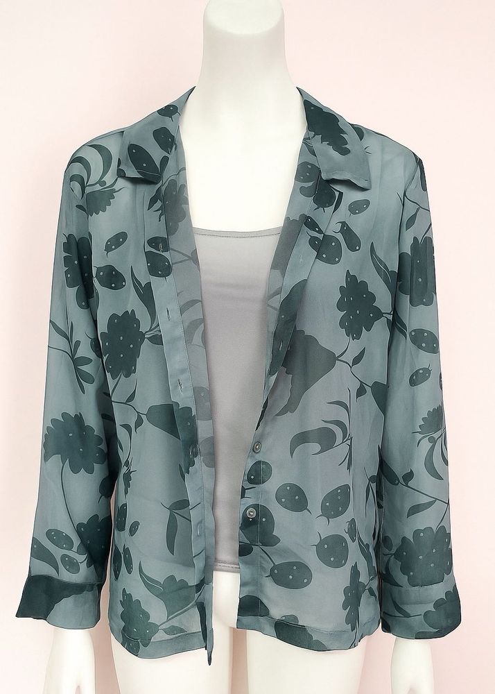 Floral Sheer Button-Down Top