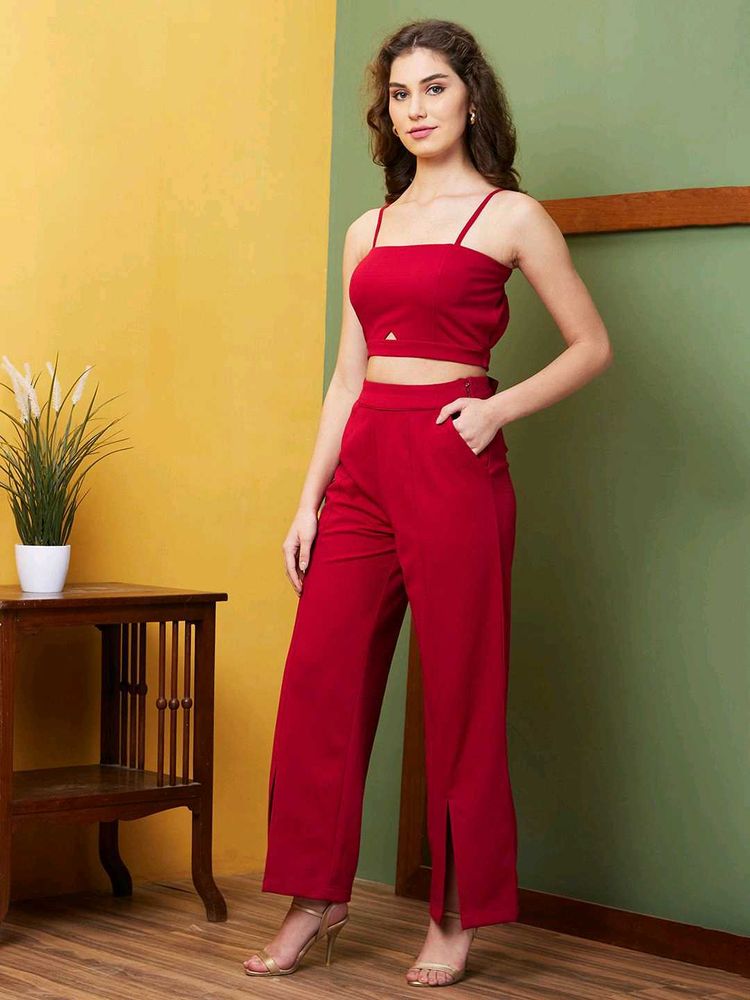 ❤️‍🔥Maroon Crop Top &amp; Pants Co-ord Set❤️‍🔥