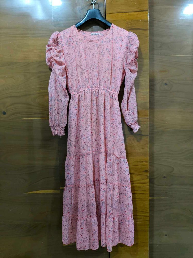 Pink Floral Tiered Maxi Dress