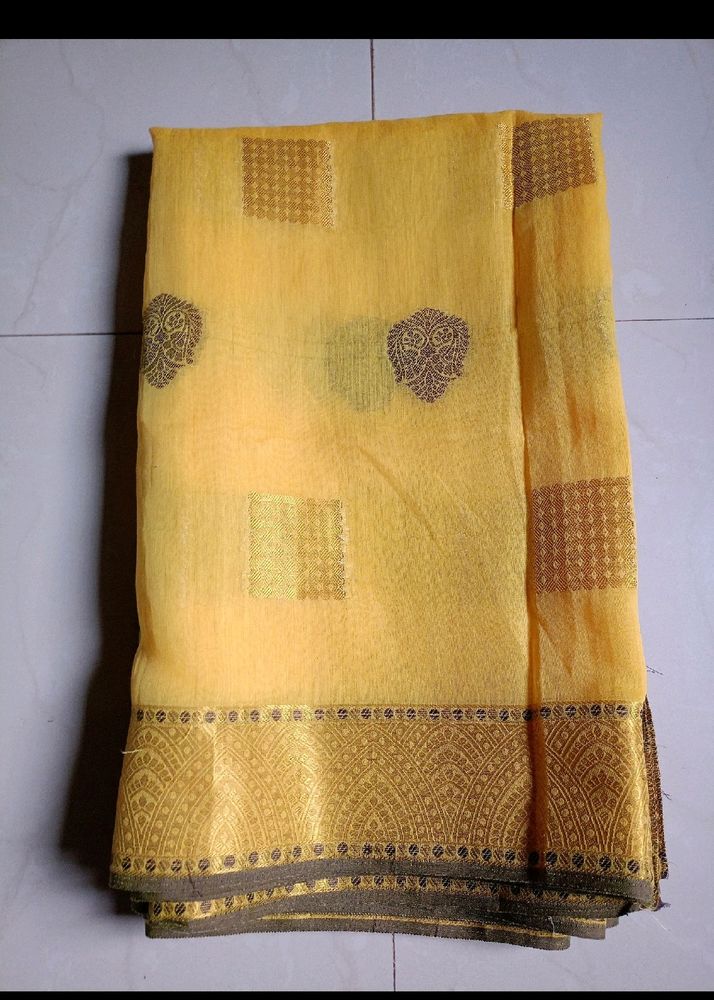 Banarsi Yellow Colour Silk Saree 1st Copy