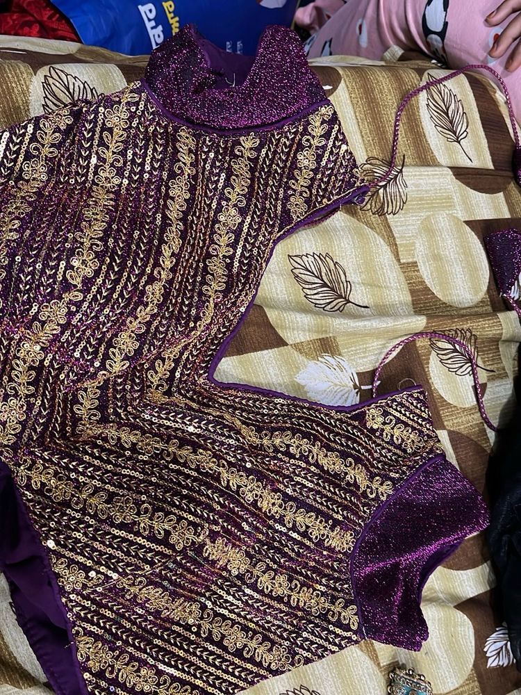 Sequin Embellished Purple Blouse
