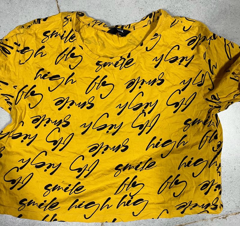 Yellow womens crop top