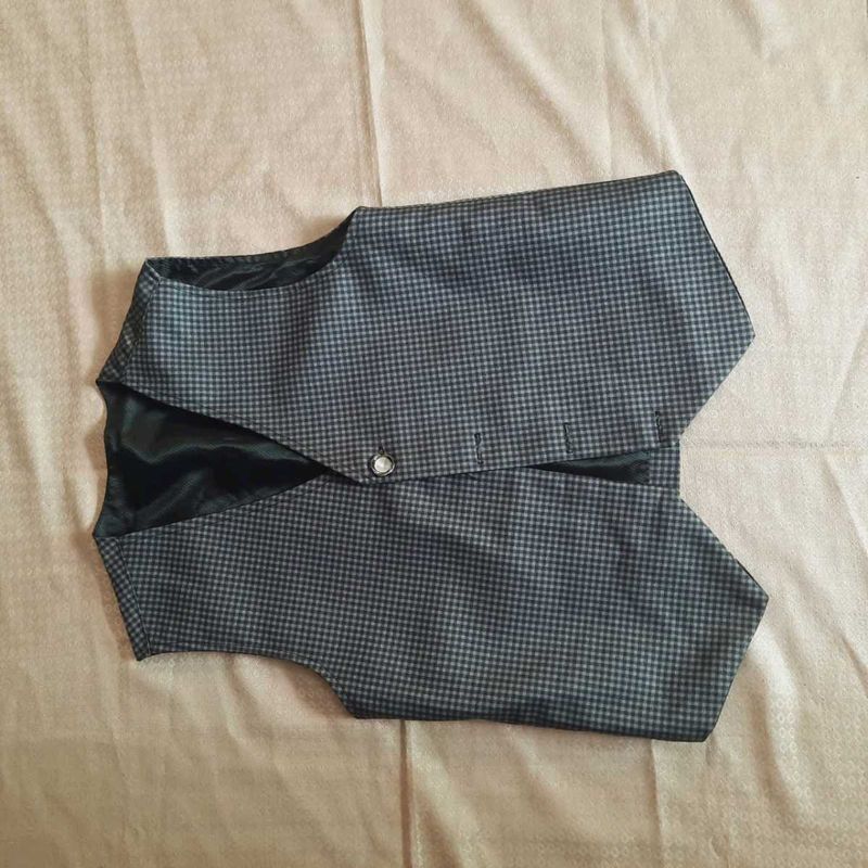 Gray Gingham Vest