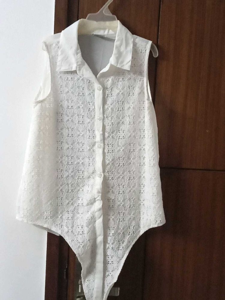 White Lace Sleeveless Top
