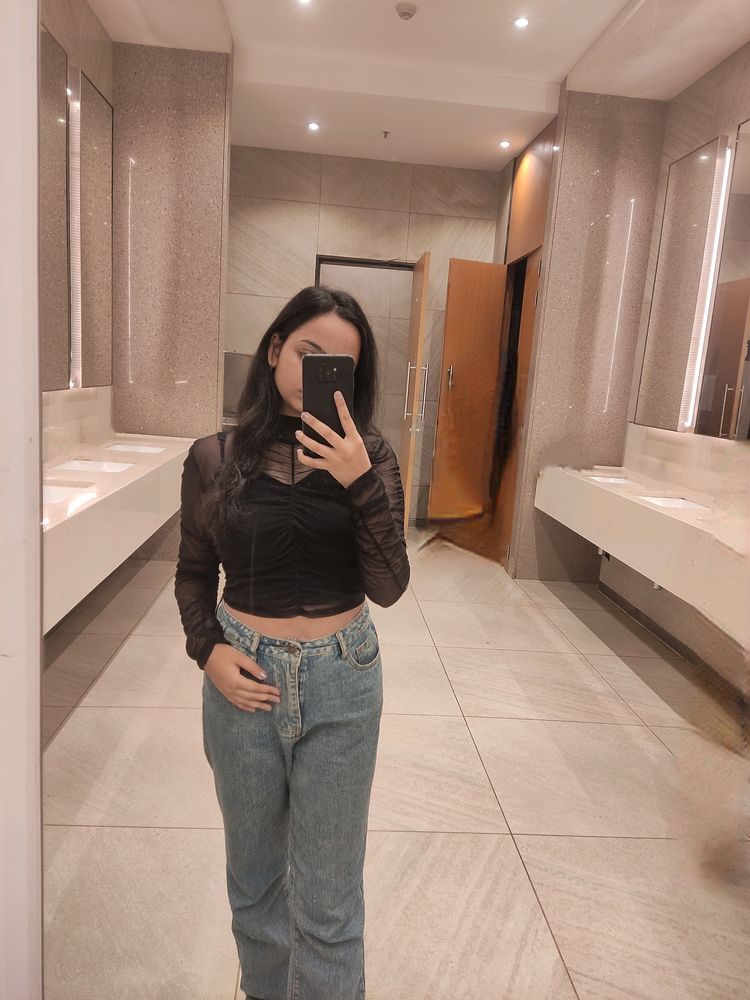 Black Mesh Top With Inner