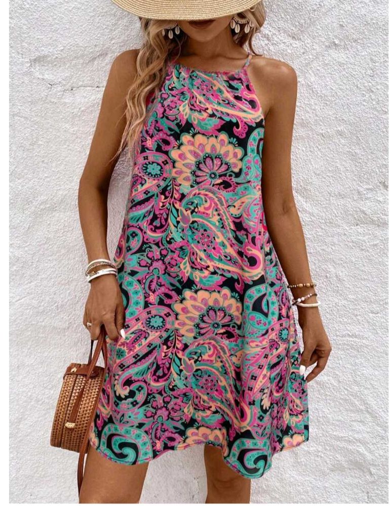 Paisley Print Halter Sundress