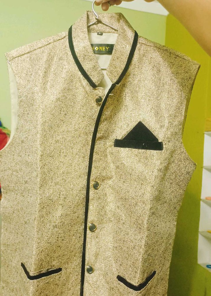 Ethnic Half Jacket Golden Color