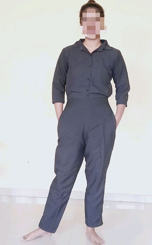 Black Satin Jumpsuit